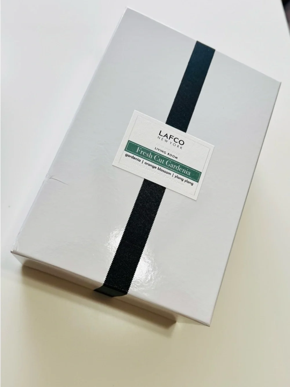 LAFCO 12” Thick Heavy Glossy White Gift Box w Black Ribbon